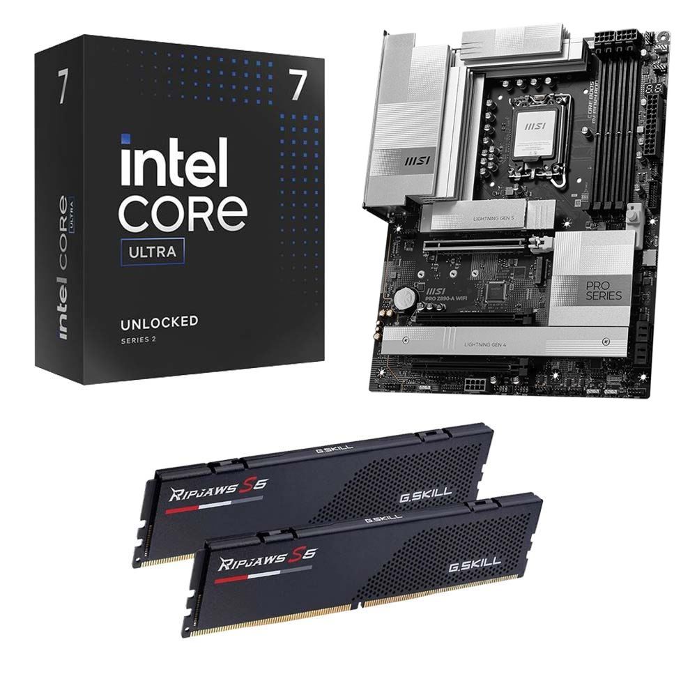 Intel Core Ultra 7 265K, MSI Z890-A PRO WiFi 1851, G.Skill Ripjaws S5 Series 32GB DDR5-6000 Kit, Computer Build Bundle