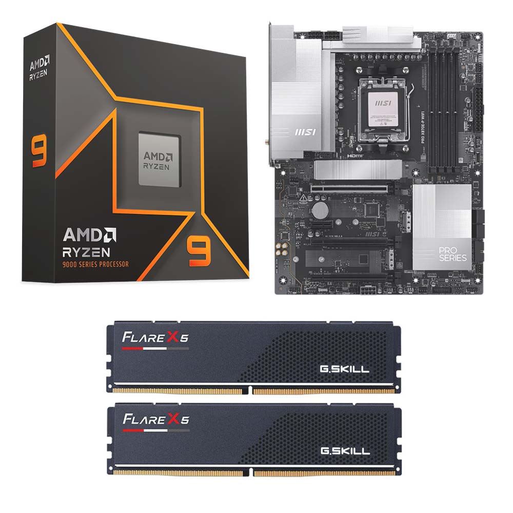 AMD Ryzen 9 9950X, MSI X870E-P Pro WiFi, G.Skill Flare X5 Series 32GB DDR5-6000 Kit, Computer Build Bundle